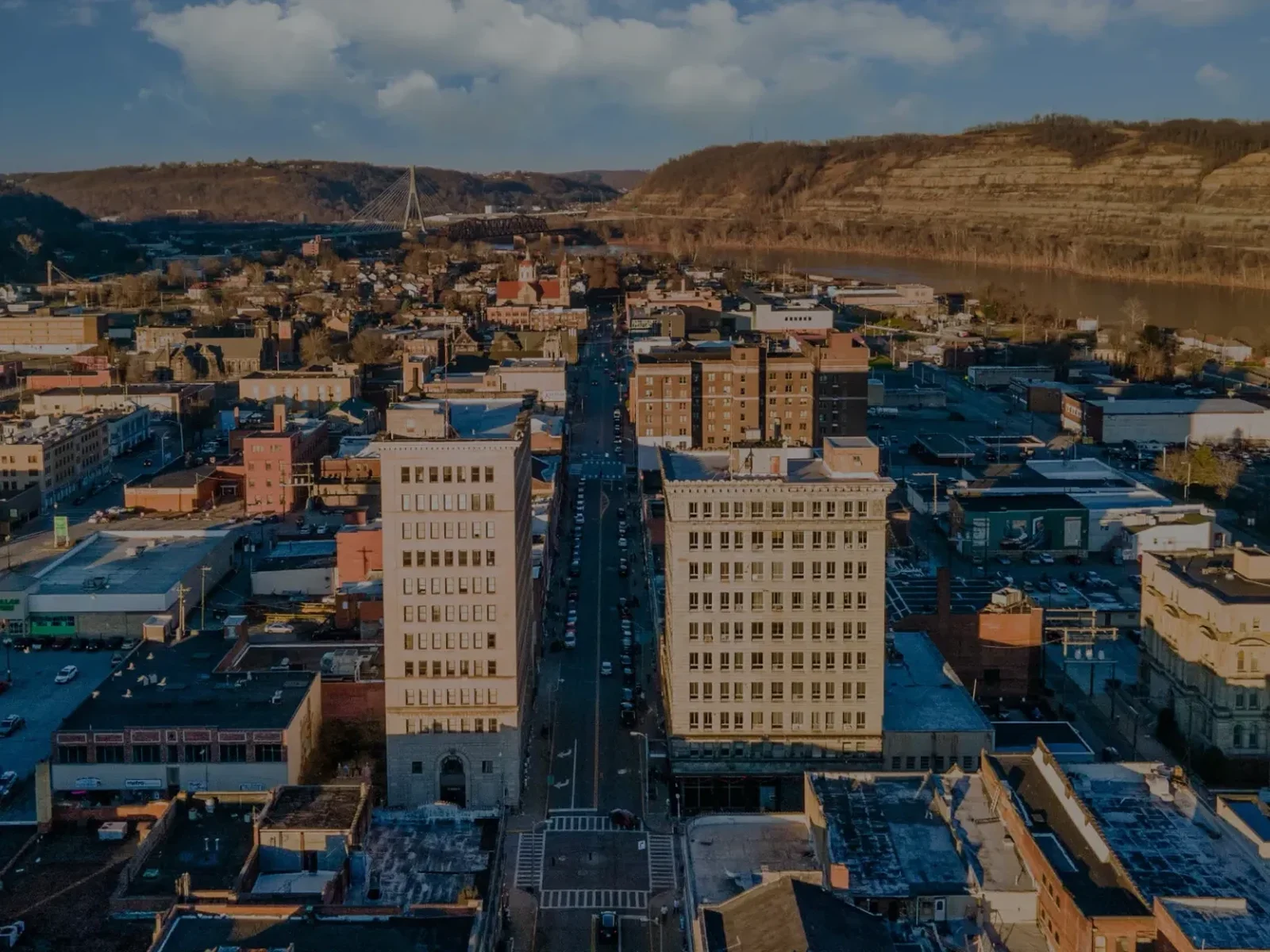 Aerial view of downtown Steubenville, Ohio