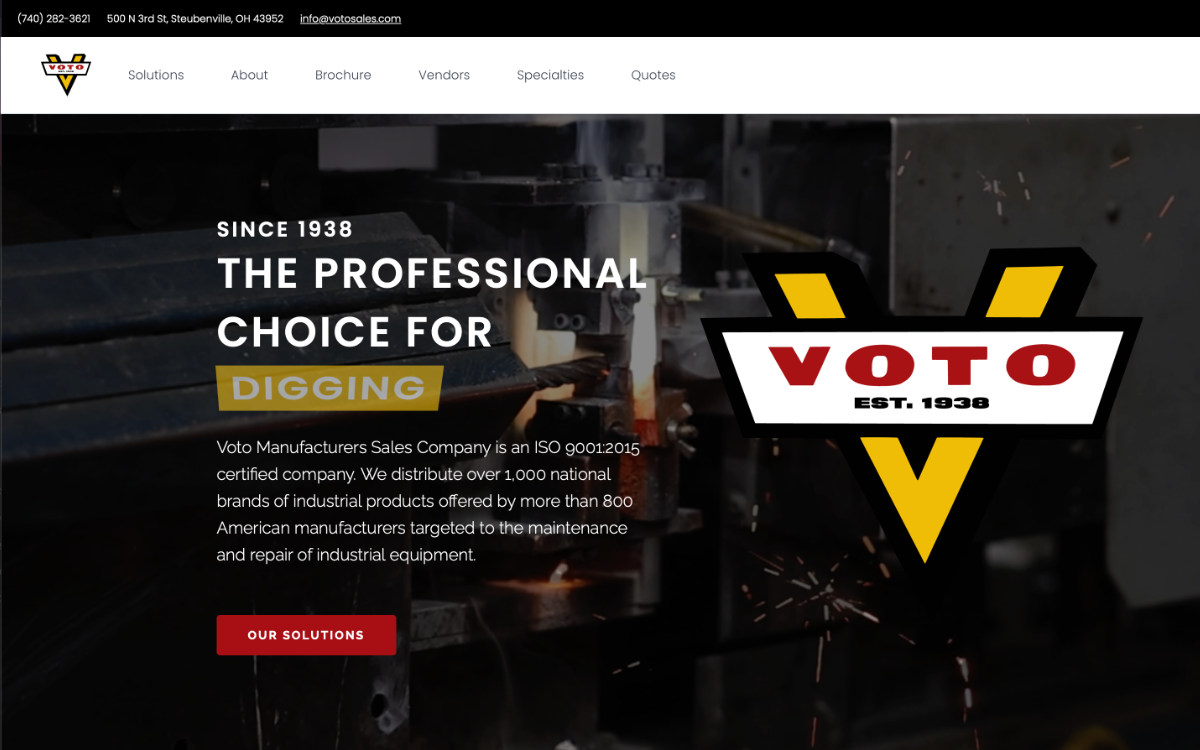 Voto Manufacturers Sales Co. website preview