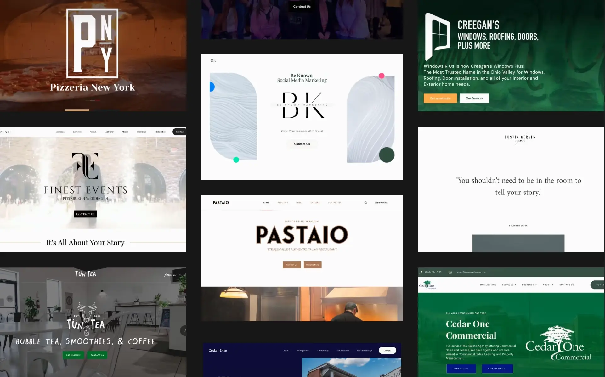 A collage of past MCG website projects