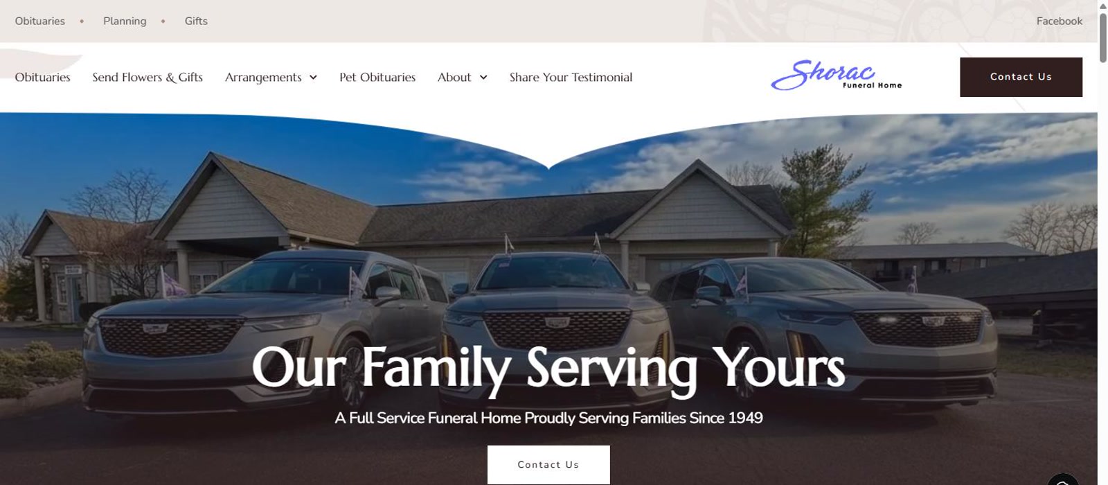 Shorac Funeral Home website preview